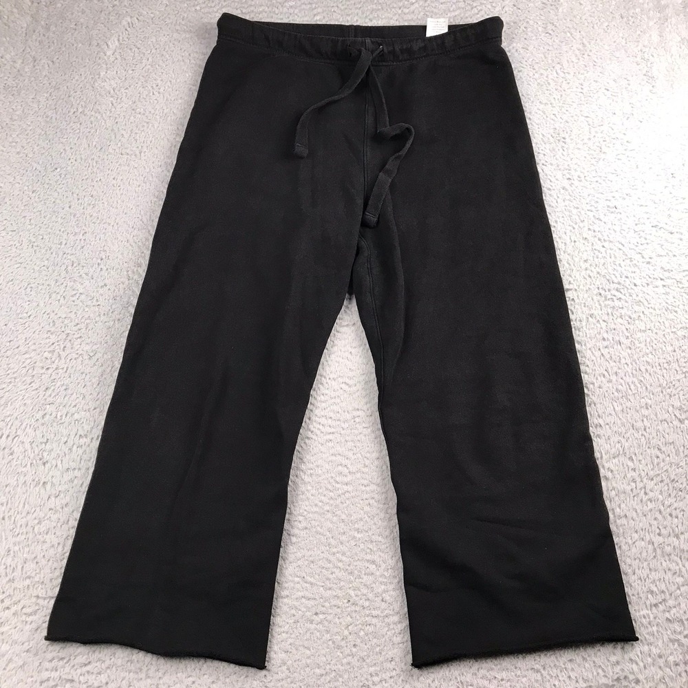 Frank & Eileen Sweatpants Women M (34x23) Black Tee Lab Wide Leg Crop Raw Hem